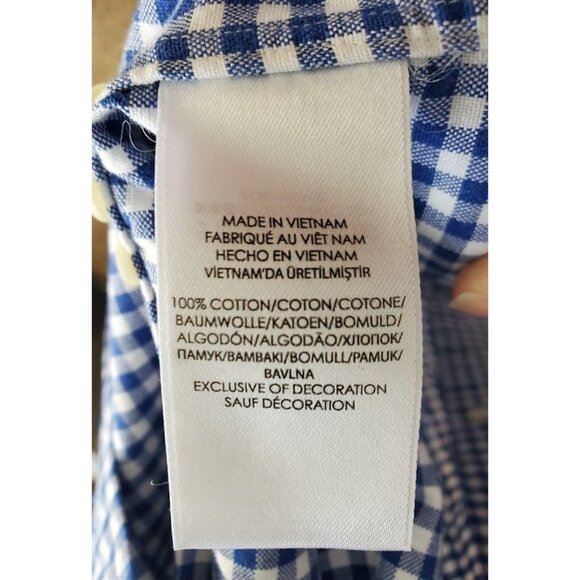 Ralph Lauren Blue White Gingham Shirt XL 100% Cotton Button Down - Picture 8 of 10